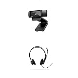 Logitech C920 HD Pro Webcam (mit USB und 1080p) schwarz + Logitech PC 960 Stereo Headset USB