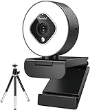 Spedal 1080P HD Webcam mit Ringlicht Autofokus Webcam Zoom Live-Streaming Webcam mit Mikrofon und Stativ…