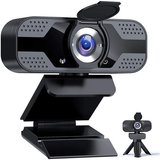 Vbrisi Webcam mit mikrofon 1080P Full HD, USB Webcam mit Stativ Full HD-Webcam